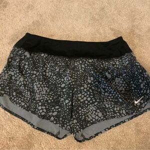 Nike Women's Black and Gray Patterned Athletic Shorts